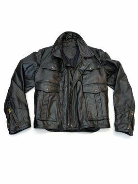 Vintage Heavyweight Leather Moto Jacket Men’s L Biker Café Racer Thick Hide YKK